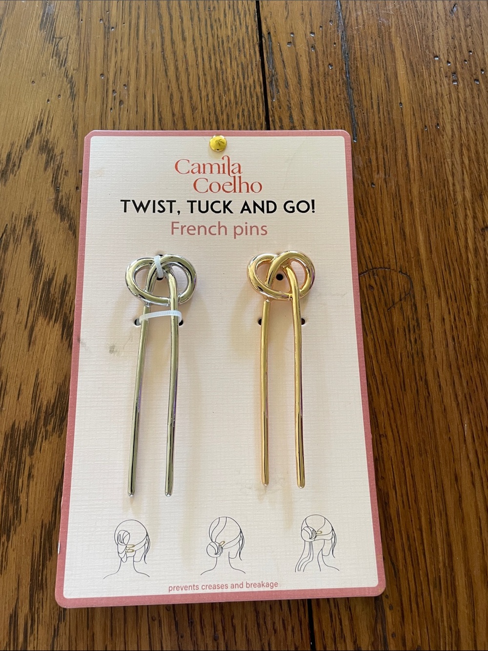 Camila Coelho Knot Twist French Pins — Silver & Gold Set